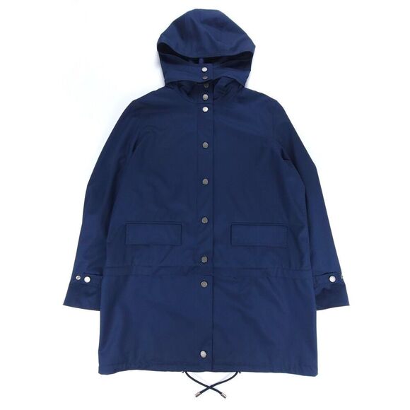 NEW Faconnable Wool Parka Trench Coat Hooded Jacket Quiet Luxury Large Navy Blue - Picture 1 of 14